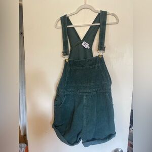 Princess Polly Olive Green Corduroy Overalls (Shorts)